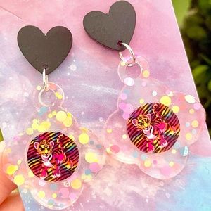 Lisa Frank Tiger Acrylic Sticker Earrings